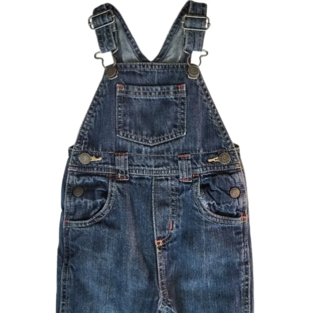 OLD NAVY Denim Blue Jean 100% Cotton Bib Overalls - Infant Boy's 6-12 Months